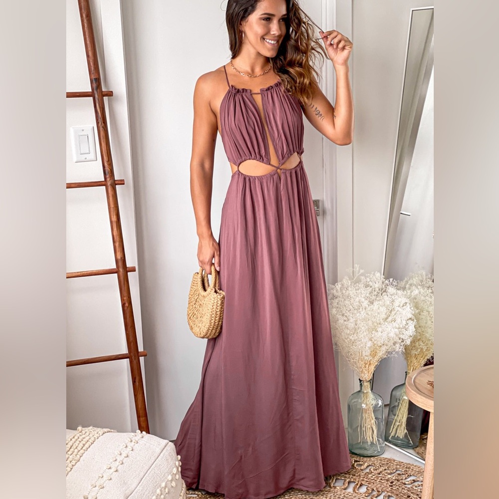Dusty Brick Maxi Cut Out Dress